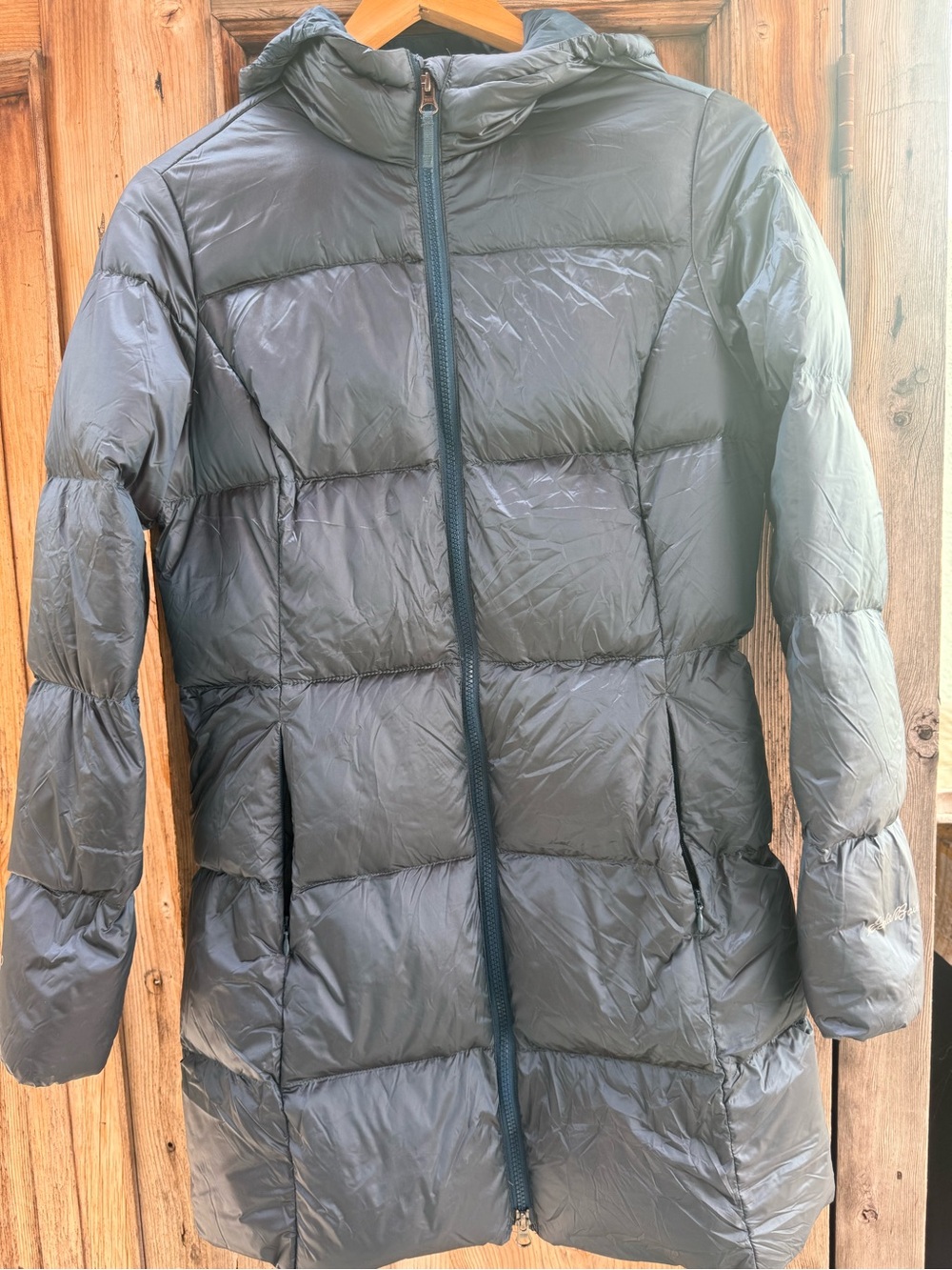 Eddie Bauer Women's Black Long Quilted Hooded Puffer